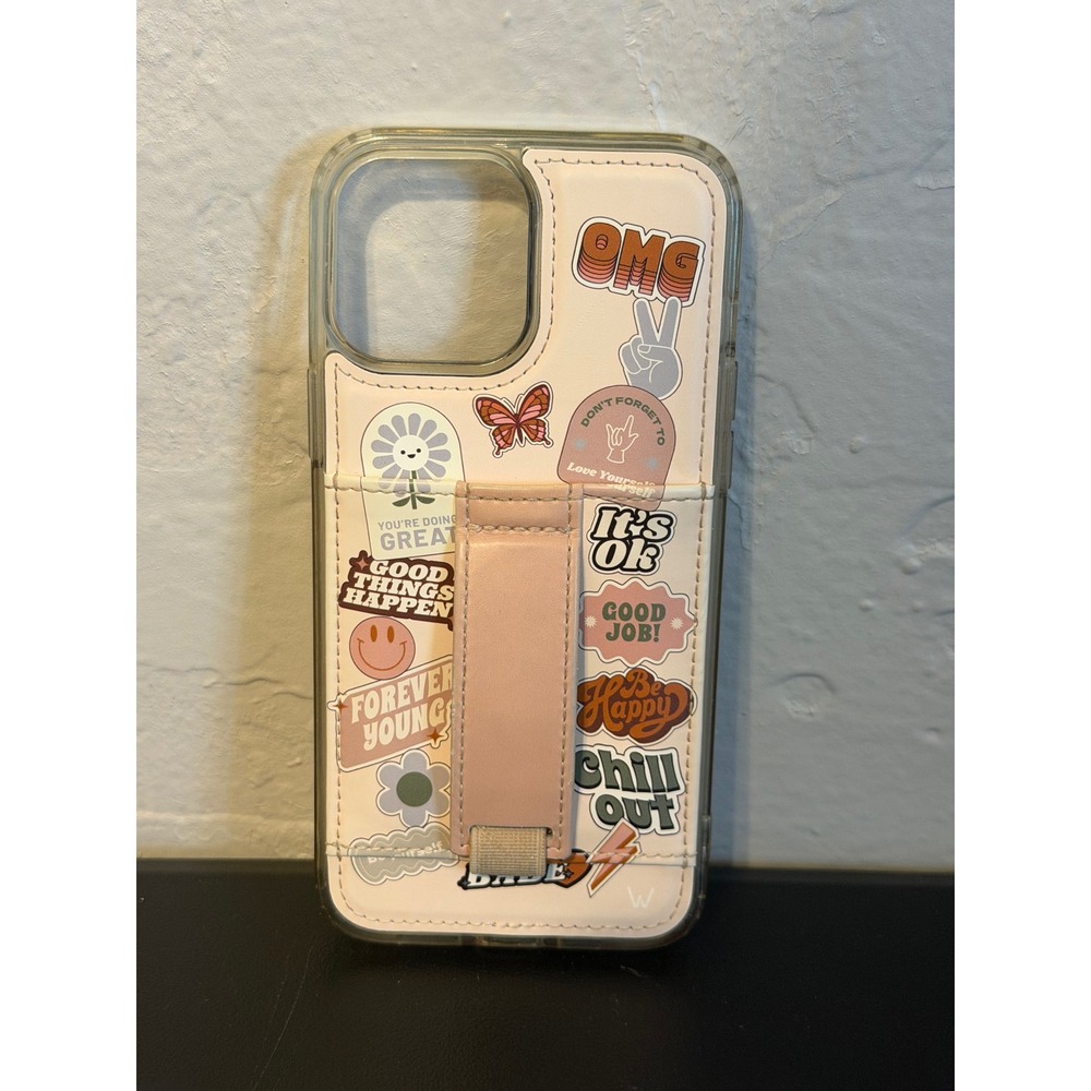 Walli Cases iPhone 13 Pro Max Wallet Case Sticker Print Pink Loop Kickstand